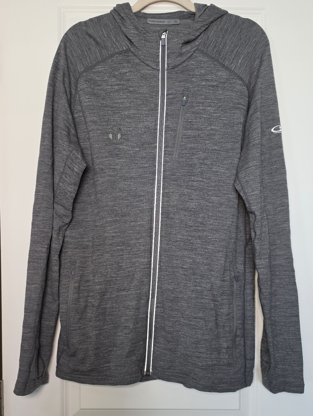 Icebreaker Merino Wool Full Zip Hoodie Men's XL Gray